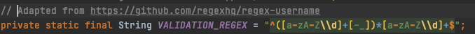 code snippet of regex