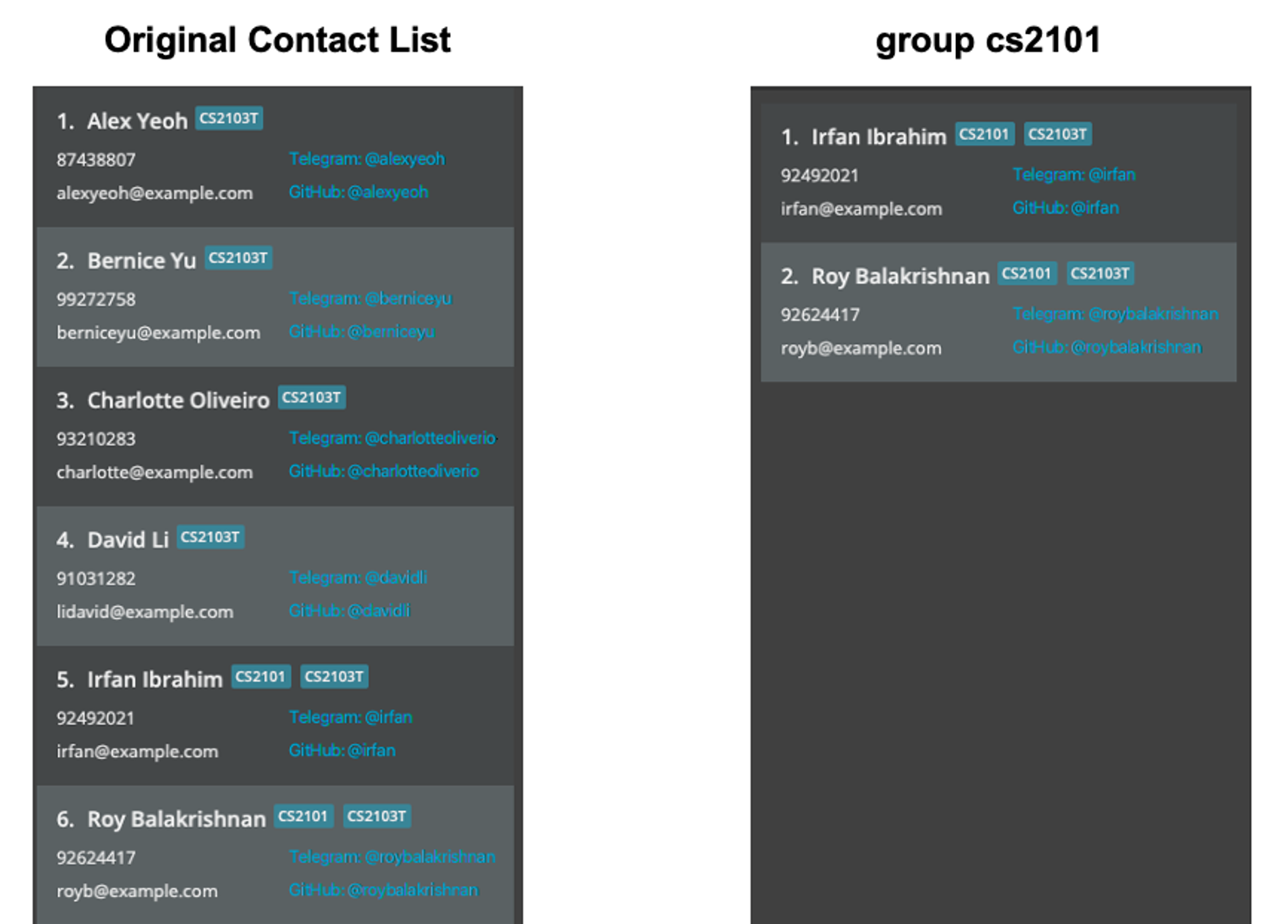 result for 'group CS2101'